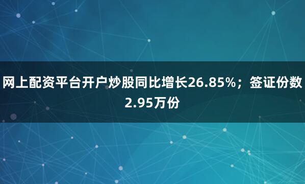 网上配资平台开户炒股同比增长26.85%；签证份数2.95万份
